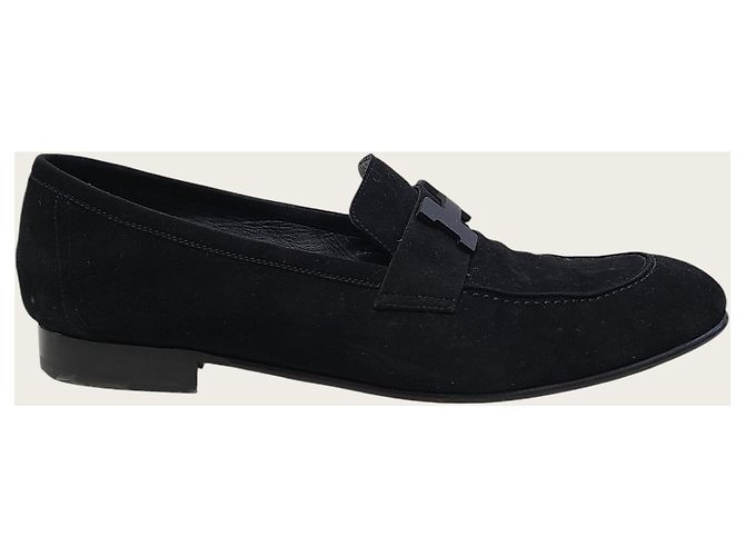 Hermès Mocassino Paris in pelle di capra scamosciata nera - vista 2
