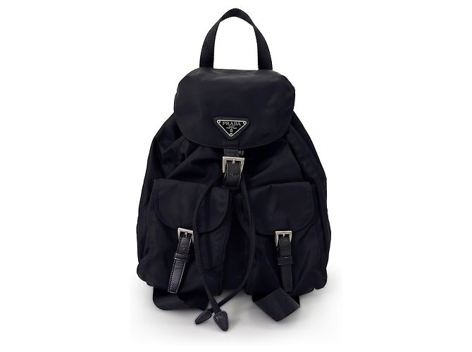 Prada Nylon Triangle Logo Tessuto Two-Pocket Backpack Black Mini - view 2