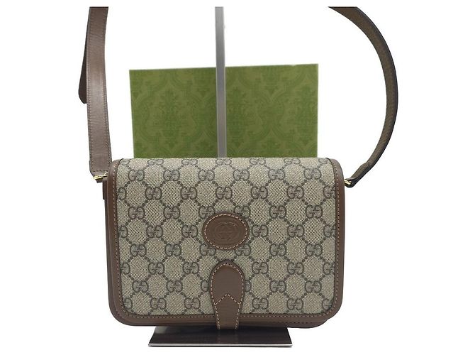 Gucci Mini borsa a tracolla interlocking beige e marrone - vista 11