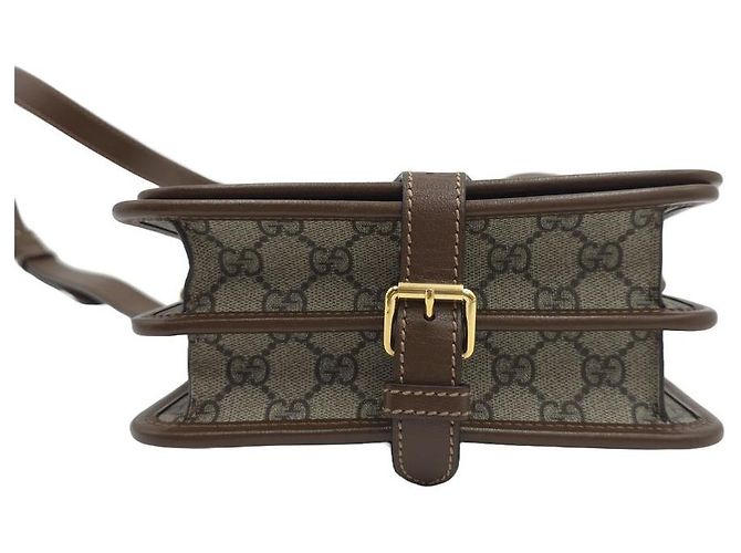 Gucci Mini borsa a tracolla interlocking beige e marrone - vista 18