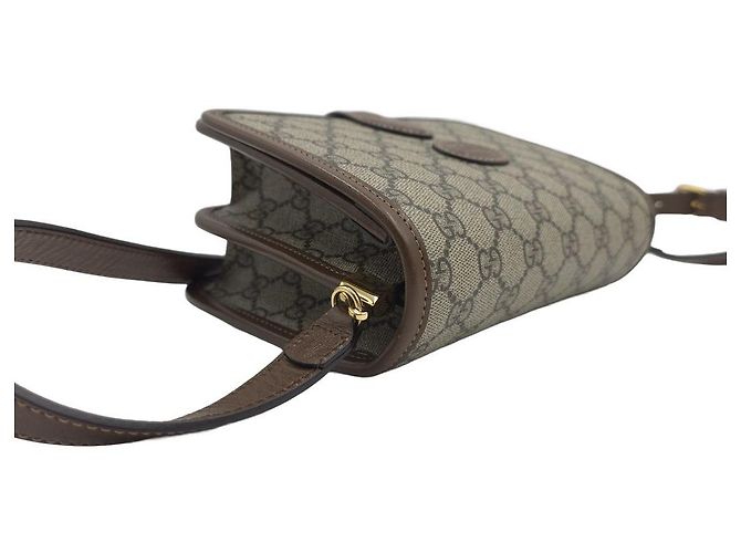 Gucci Mini borsa a tracolla interlocking beige e marrone - vista 21