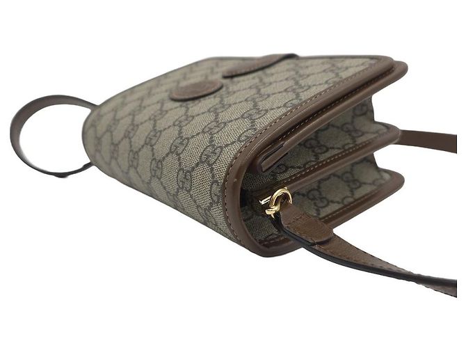 Gucci Mini borsa a tracolla interlocking beige e marrone - vista 22