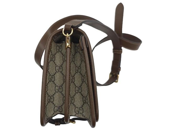 Gucci Mini borsa a tracolla interlocking beige e marrone - vista 3