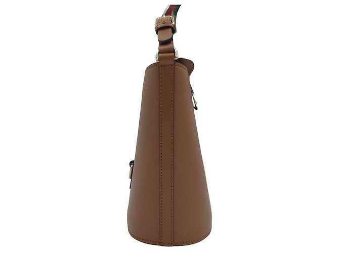 Gucci Mini Borsa Bucket in Pelle con Tracolla Web a Spalla e Crossbody Marrone - vista 13