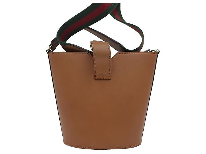 Gucci Mini Borsa Bucket in Pelle con Tracolla Web a Spalla e Crossbody Marrone - vista 15