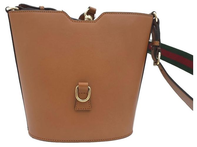 Gucci Mini Borsa Bucket in Pelle con Tracolla Web a Spalla e Crossbody Marrone - vista 2