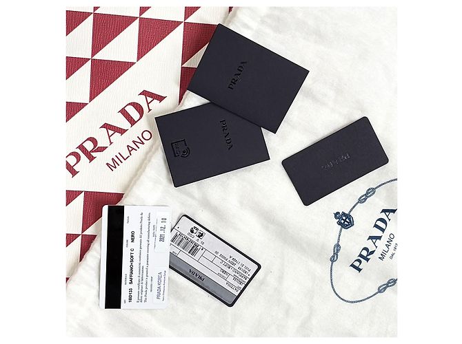 Prada Saffiano Schultertasche mit Kette Schwarz - Ansicht 7