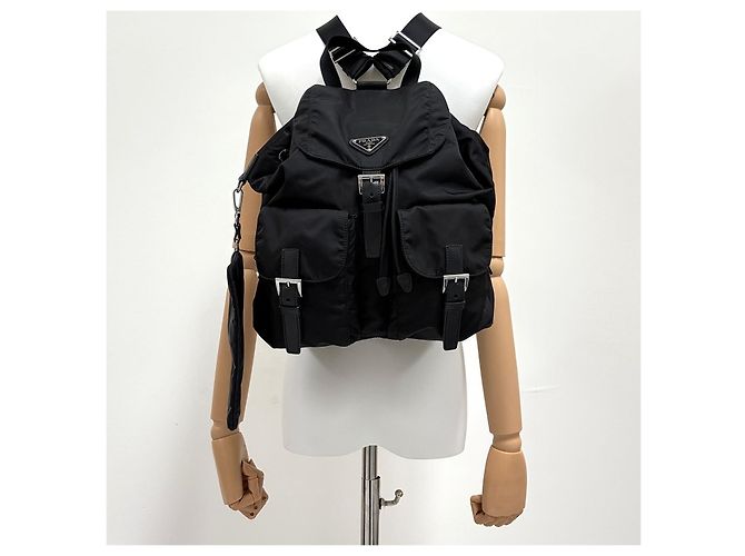 Prada Sac à dos Medium en nylon avec logo triangle Noir - vue 3