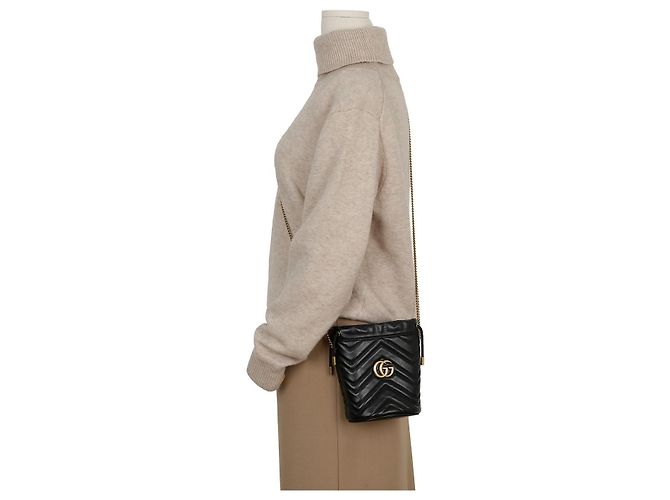 Gucci GG Marmont Mini Bucket Bag Schwarz - Ansicht 11