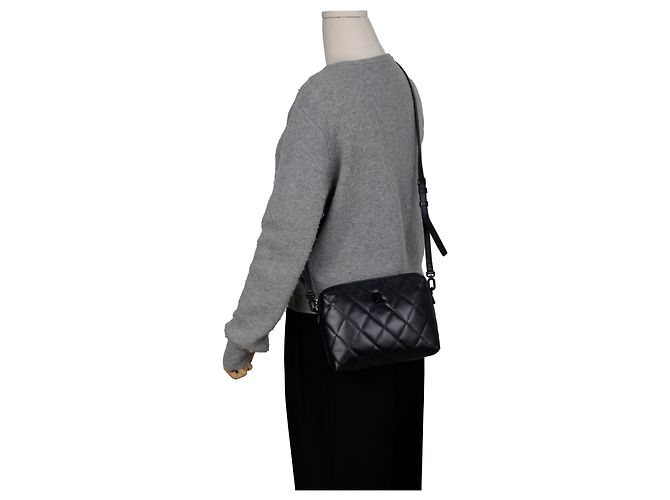 Balenciaga Picca borsa a tracolla camera matelassé in pelle Nera - vista 12
