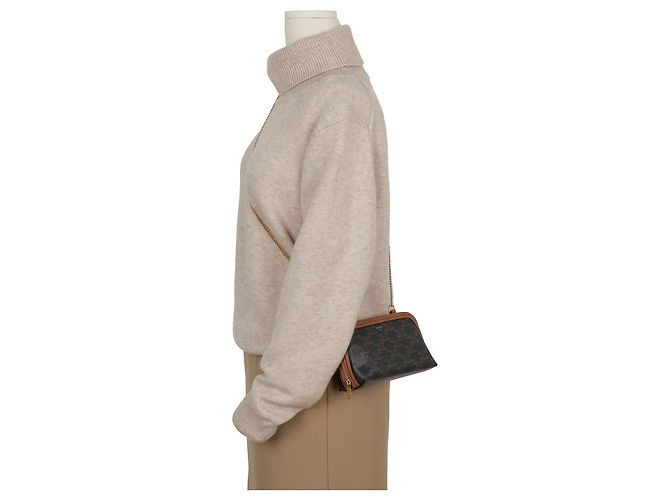 Céline Clutch con catena Triumph in tela e vitello - vista 10