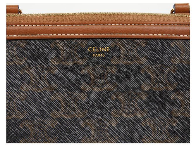Céline Clutch con catena Triumph in tela e vitello - vista 3