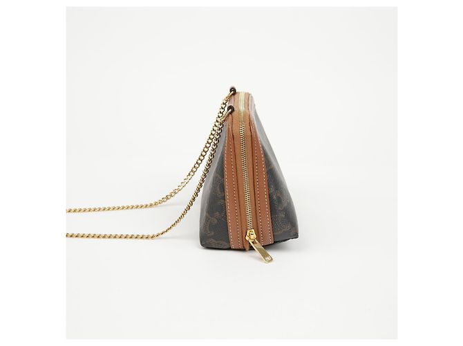 Céline Clutch con catena Triumph in tela e vitello - vista 5