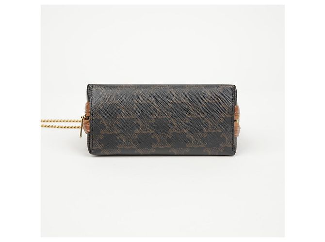 Céline Clutch con catena Triumph in tela e vitello - vista 6