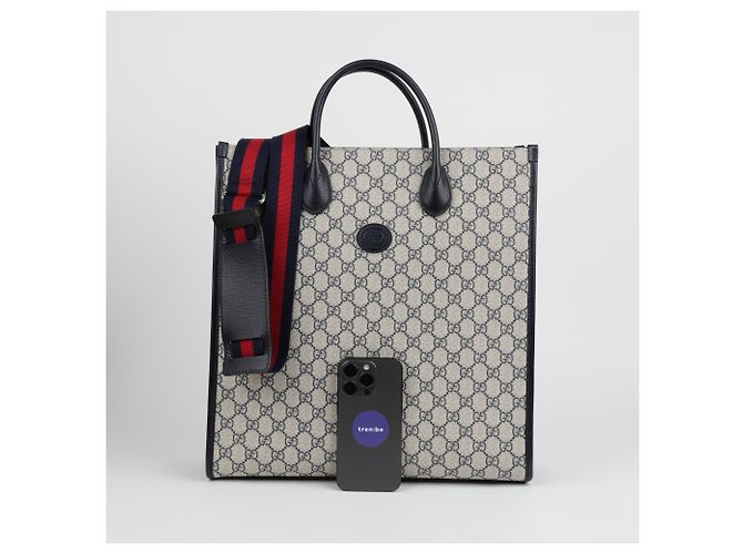 Gucci Borsa Tote Medium Interlocking Beige Blue - vista 13