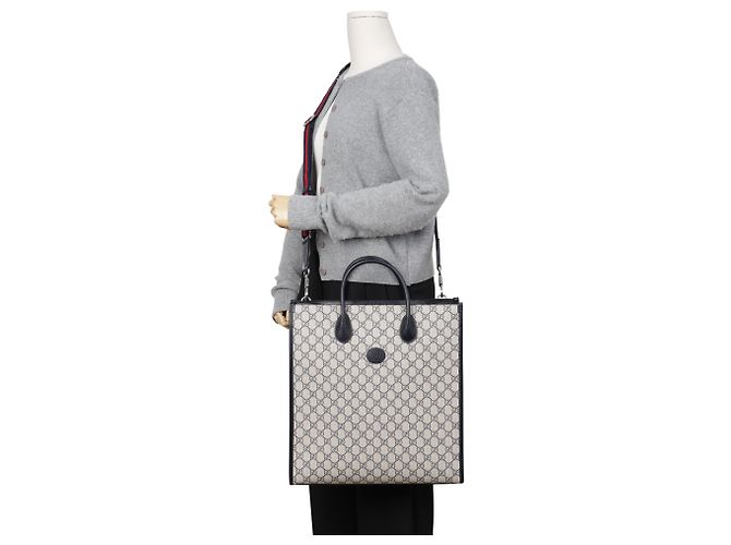 Gucci Borsa Tote Medium Interlocking Beige Blue - vista 15