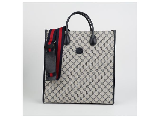 Gucci Borsa Tote Medium Interlocking Beige Blue - vista 2