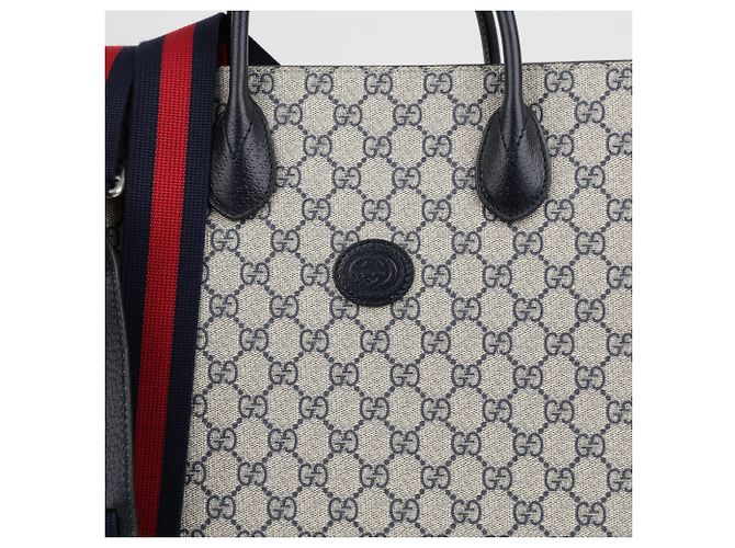 Gucci Borsa Tote Medium Interlocking Beige Blue - vista 3