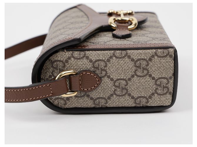 Gucci Mini Borsa a Tracolla Horsebit GG Supreme Brown - vista 10