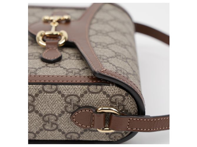 Gucci Mini Borsa a Tracolla Horsebit GG Supreme Brown - vista 13