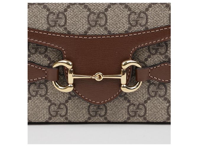 Gucci Mini Borsa a Tracolla Horsebit GG Supreme Brown - vista 3