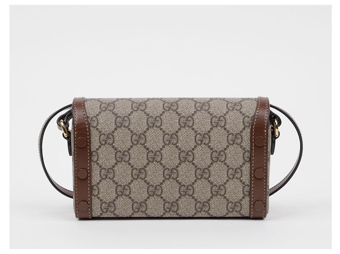 Gucci Mini Borsa a Tracolla Horsebit GG Supreme Brown - vista 4