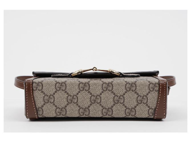 Gucci Mini Borsa a Tracolla Horsebit GG Supreme Brown - vista 5