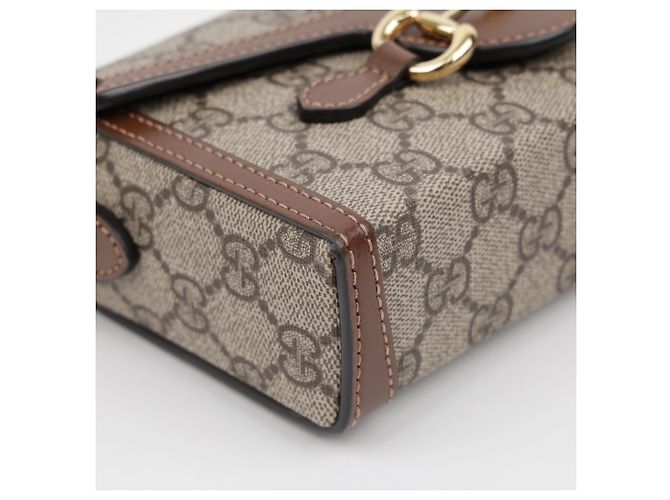 Gucci Mini Borsa a Tracolla Horsebit GG Supreme Brown - vista 6