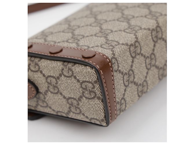 Gucci Mini Borsa a Tracolla Horsebit GG Supreme Brown - vista 8