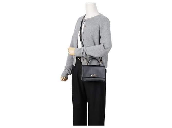 Salvatore Ferragamo Mini borsa a tracolla Double Gancini Black - vista 26