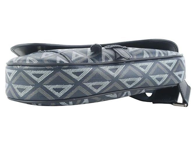 Dior Borsa Saddle in vitello liscio e tela Diamond blu navy - vista 6