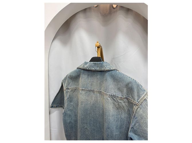Prada Nuova camicia da bowling in denim a maniche corte - vista 2