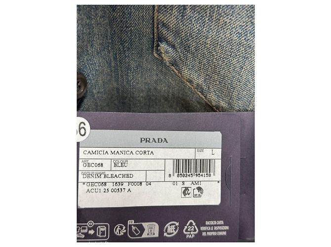 Prada Nuova camicia da bowling in denim a maniche corte - vista 5