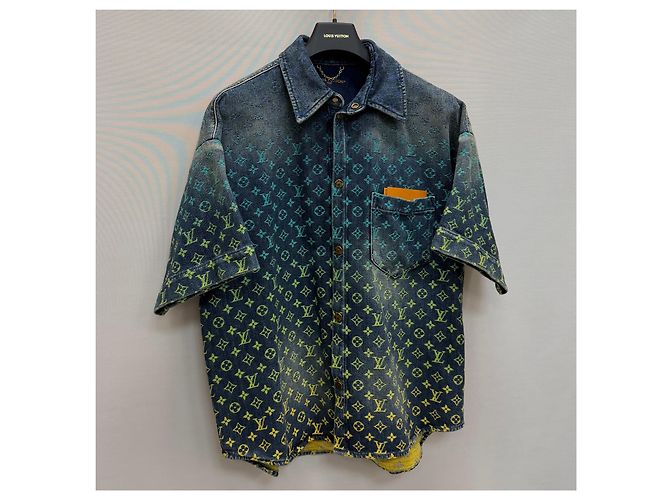 Louis Vuitton Camicia in denim a maniche corte Rainbow Monogram - vista 3