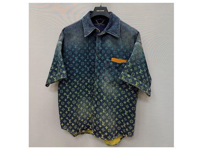 Louis Vuitton Camicia in denim a maniche corte Rainbow Monogram - vista 4