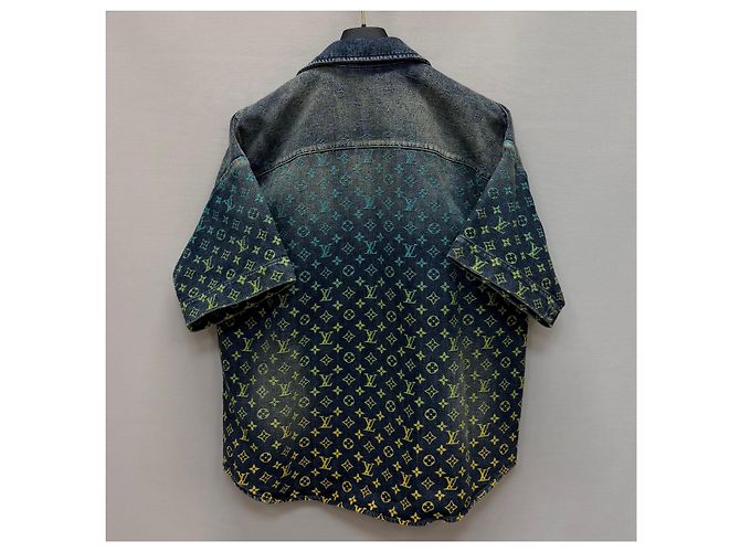 Louis Vuitton Camicia in denim a maniche corte Rainbow Monogram - vista 5