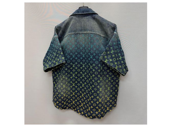 Louis Vuitton Camicia in denim a maniche corte Rainbow Monogram - vista 6