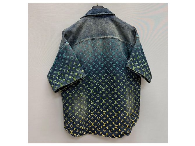 Louis Vuitton Camicia in denim a maniche corte Rainbow Monogram - vista 7