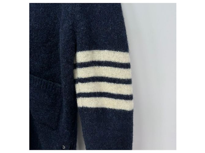 Thom Browne Shetland-Wollcardigan mit diagonaler Armbinde Navy - Ansicht 6