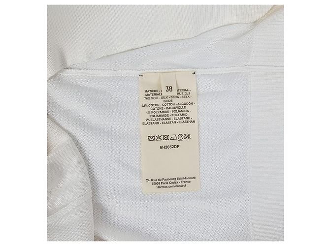 Hermès Kurzarm-Pullover für Damen aus Strick halbe Ärmel Blanc Nacre - Ansicht 11