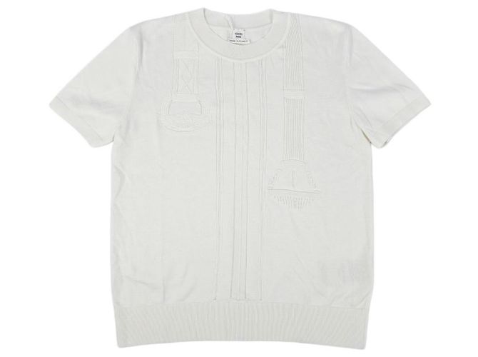 Hermès Kurzarm-Pullover für Damen aus Strick halbe Ärmel Blanc Nacre - Ansicht 12