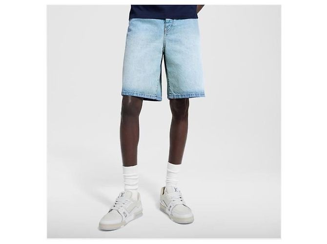 Pantaloncini in denim Louis Vuitton blu - vista 3