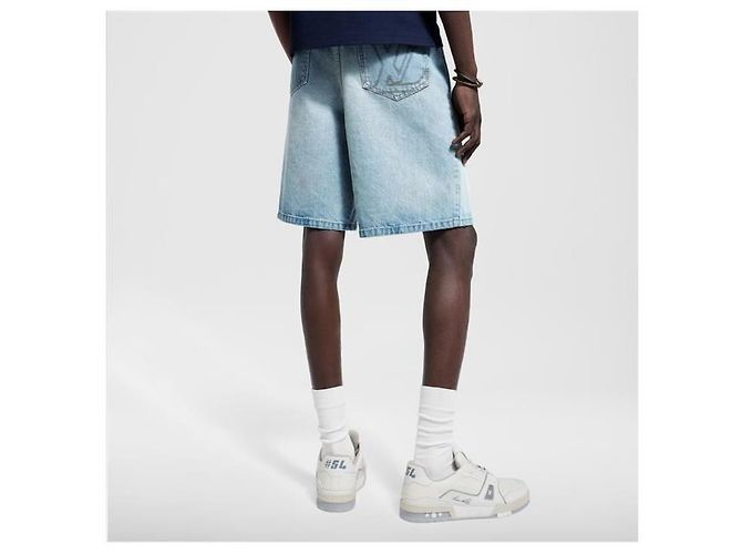 Pantaloncini in denim Louis Vuitton blu - vista 4