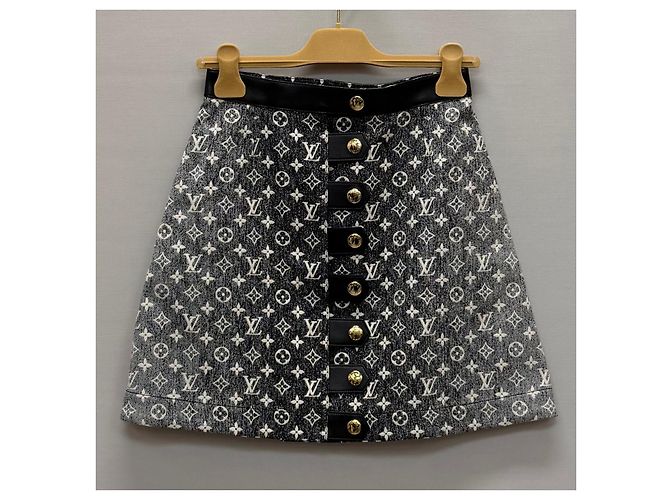 Louis Vuitton Falda de denim Monogram con solapas de botón - vista 2