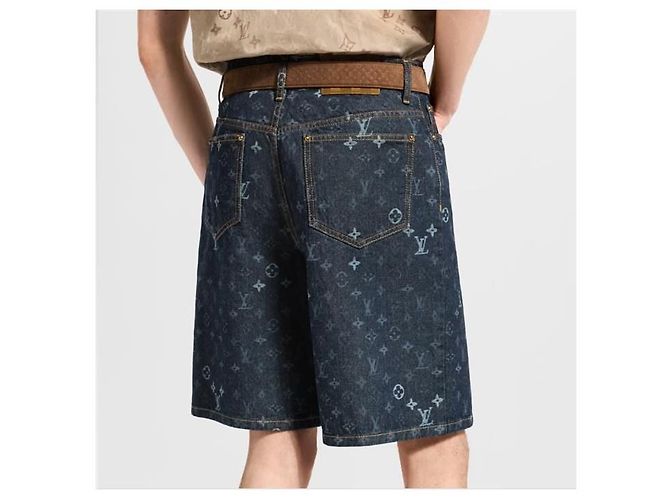 Pantaloncini in denim blu Louis Vuitton - vista 4