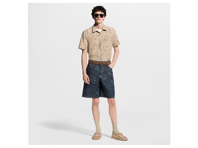 Pantaloncini in denim blu Louis Vuitton - vista 6