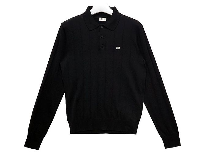 Céline Trionf Besticktes Polo Rippstrick Langarm T-Shirt - Ansicht 12