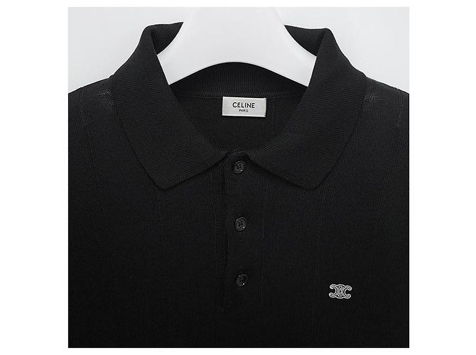 Céline Trionf Besticktes Polo Rippstrick Langarm T-Shirt - Ansicht 15