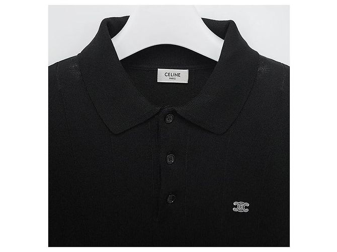 Céline Trionf Besticktes Polo Rippstrick Langarm T-Shirt - Ansicht 4