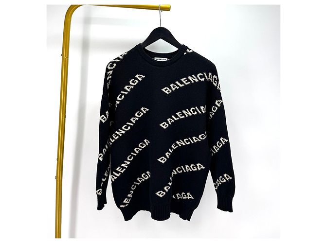 Balenciaga Multi-Logo Strickpullover Black - Ansicht 2